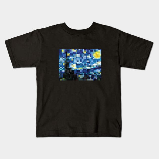 Pixelated Night Kids T-Shirt by PricklyPixel